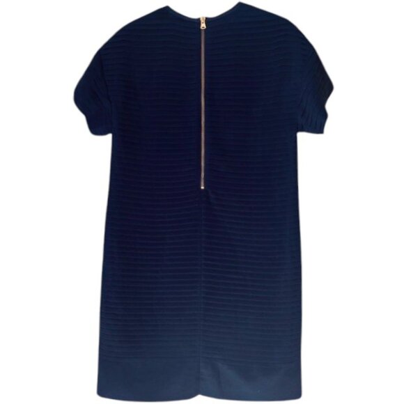 J. Crew Tier-Pleated Chiffon Short Sleeved Shift Dress B9434 - Navy - 2 - Picture 5 of 12